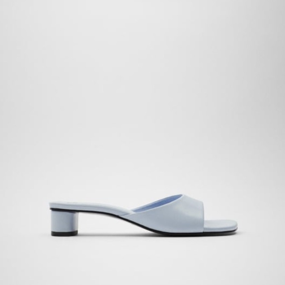 Zara Block Heel Square Toe Mule